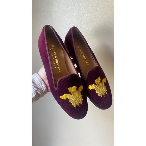 Stubbs & Wootton Fleur De Lys Velvet Smoking Loafer Women’s Size 7.5 - Picture 1 of 8